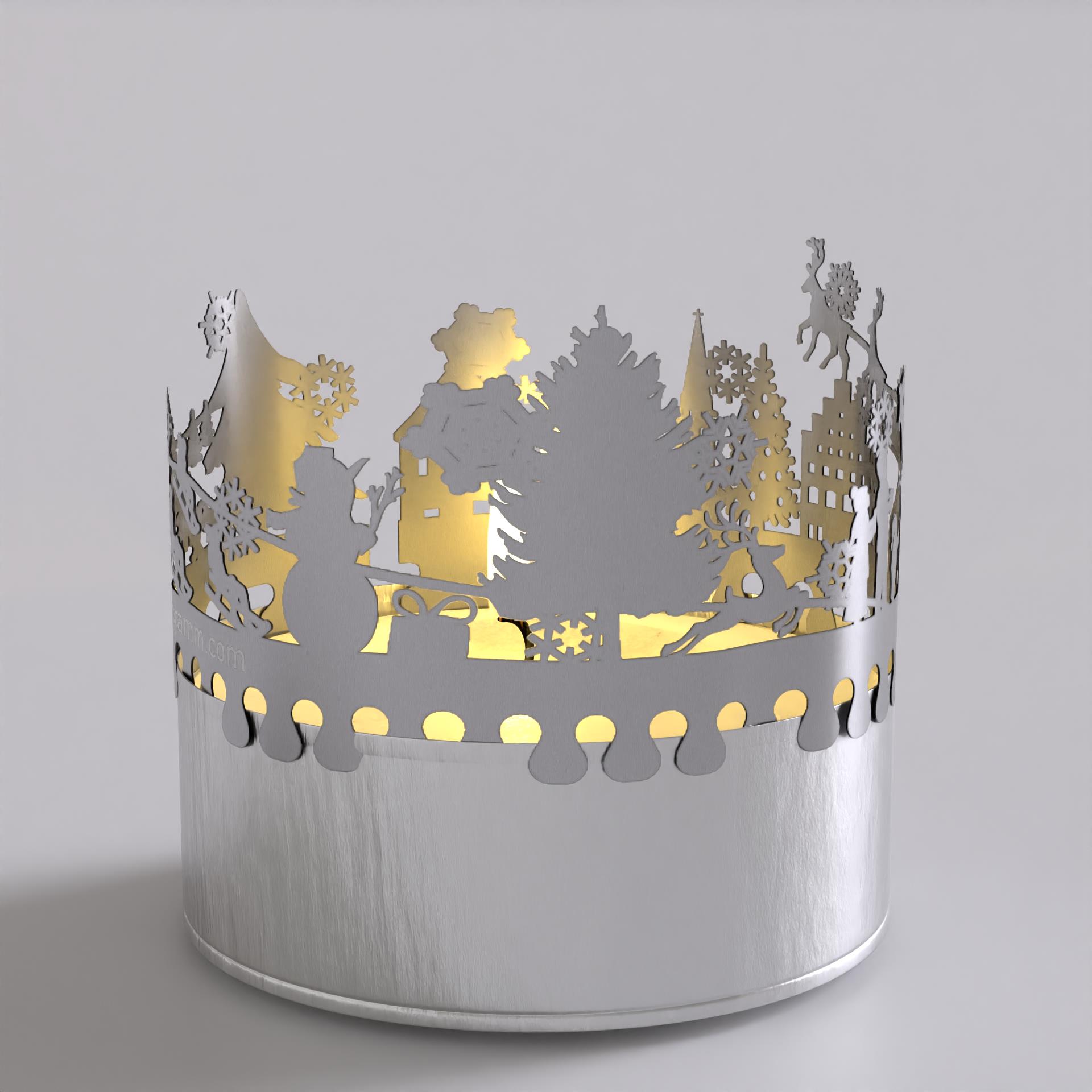 12_postkarte_weihnachtszeit_kerze_motivkerze_schattenspiel_teelicht_stimmungslicht_geschenk_deko_rodeln_schlittenfahren_rentiere_bescherung_winter