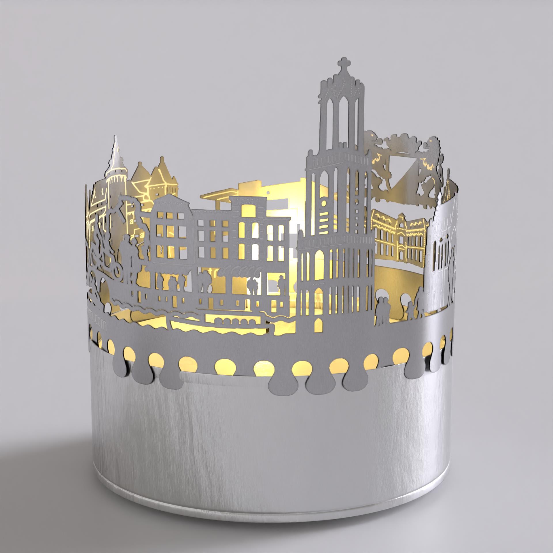 173_motivkerze_utrecht_schattenspiel_skyline_domtoren_cityscape_kultur_stimmungsvolle-beleuchtung_postkarte_utrechtse-heuvelrug-nationalpark_shop