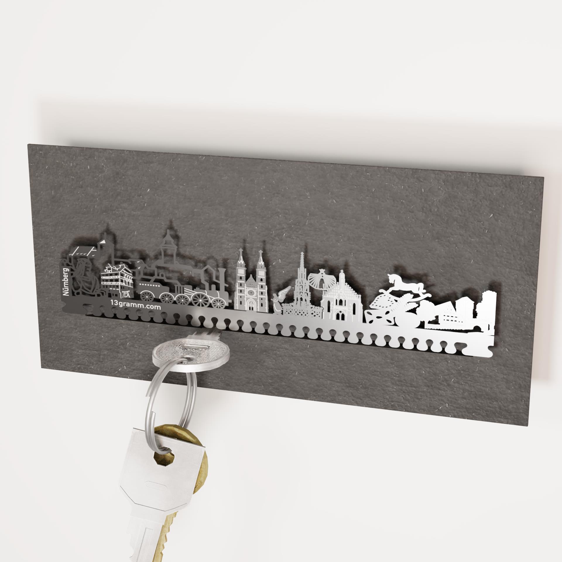 2121_nuernberg_skyline_schluesselbrett_wohnungsdeko_frauenkirche_weinstadel_christkindl-markt_christschmuck_lebkuchen_spielzeug_souvenir_geschenk