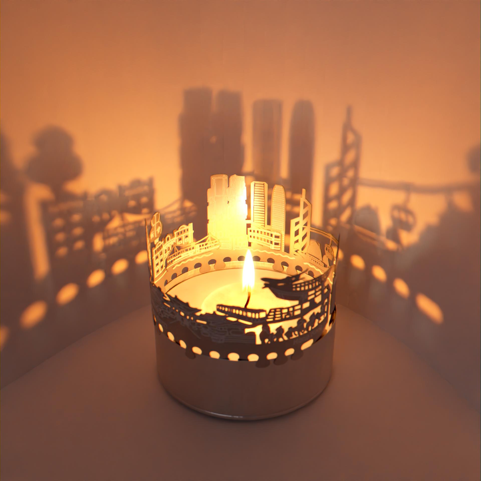 411_hongkong_motivkerze_schattenspiel_skyline_souvenir_big-buddha_lantau-island_b_o_c_tower_hong-kong-tramways_lippo-center_kowloon-star-ferry